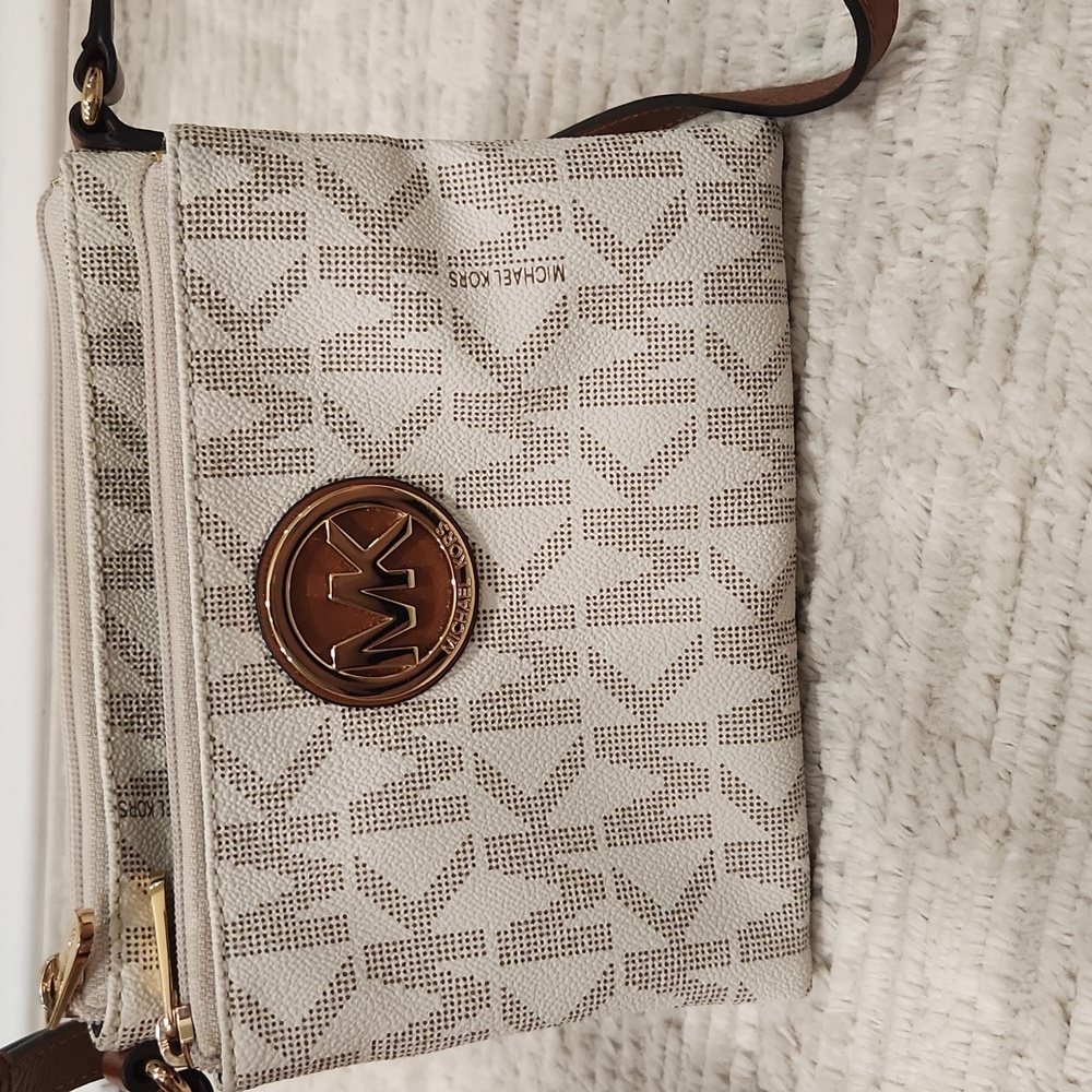 Michael Kors Beige and Brown Crossbody Bag